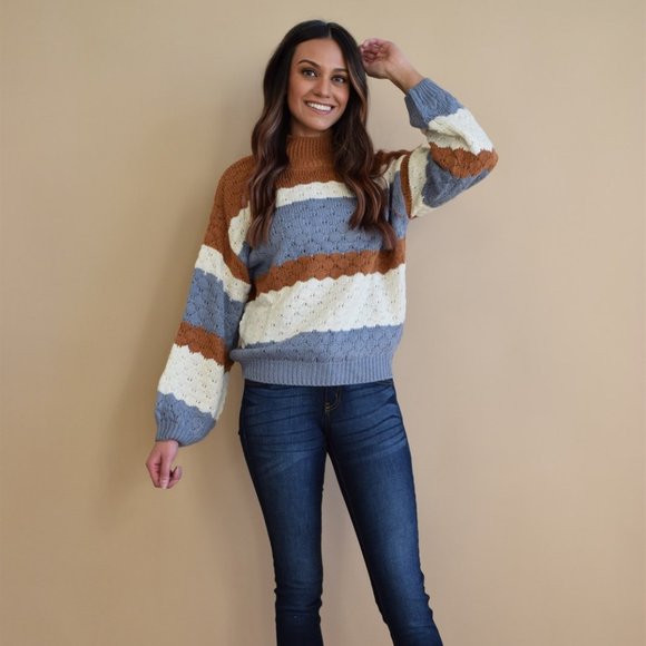 Cable knit stripe sweater NWT - Picture 2 of 5